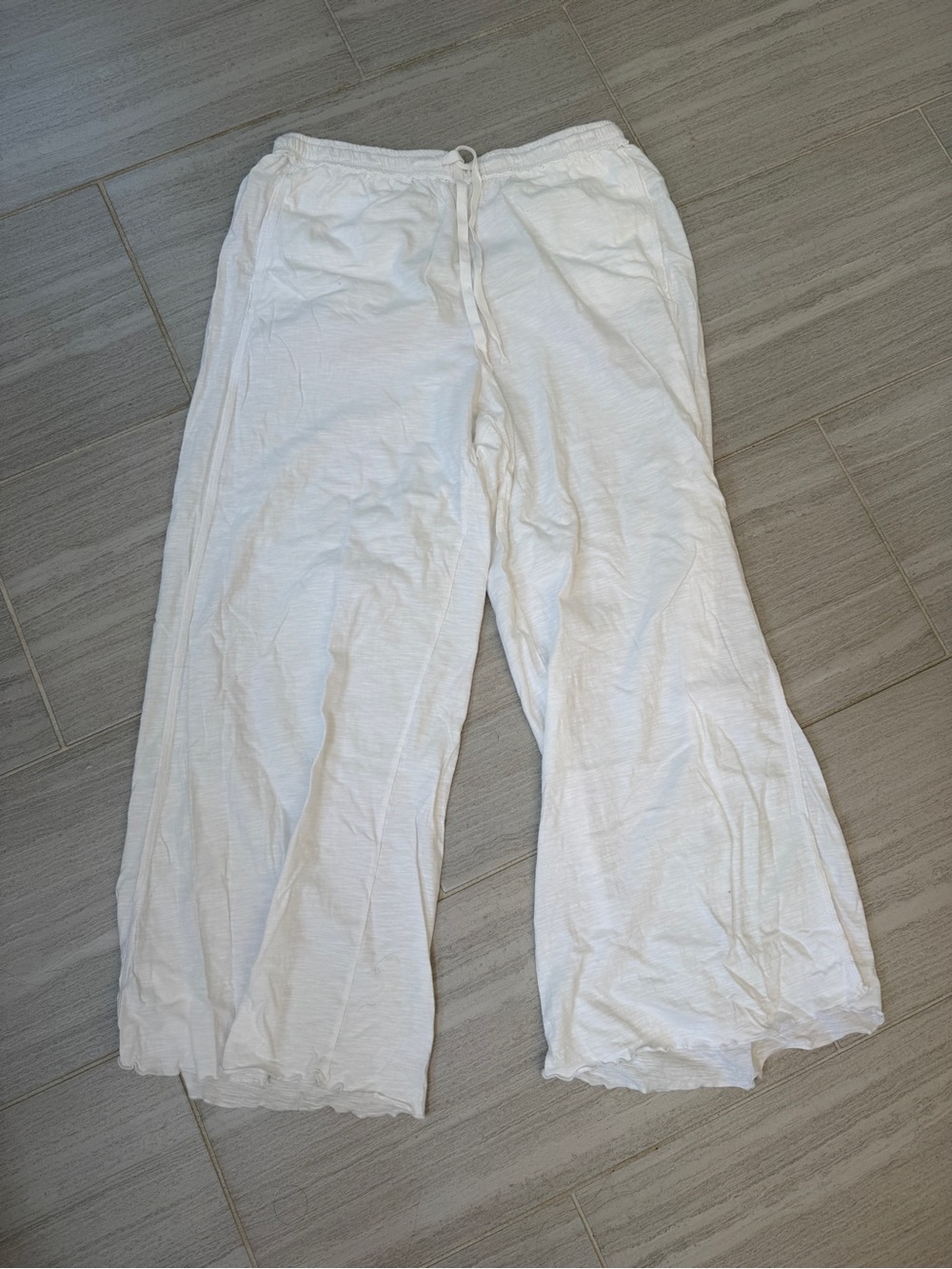 Aerie White Wide-Leg Lounge Pants